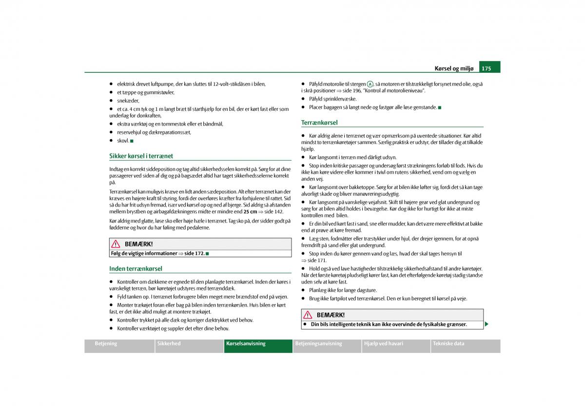 Skoda Yeti Bilens instruktionsbog / page 177