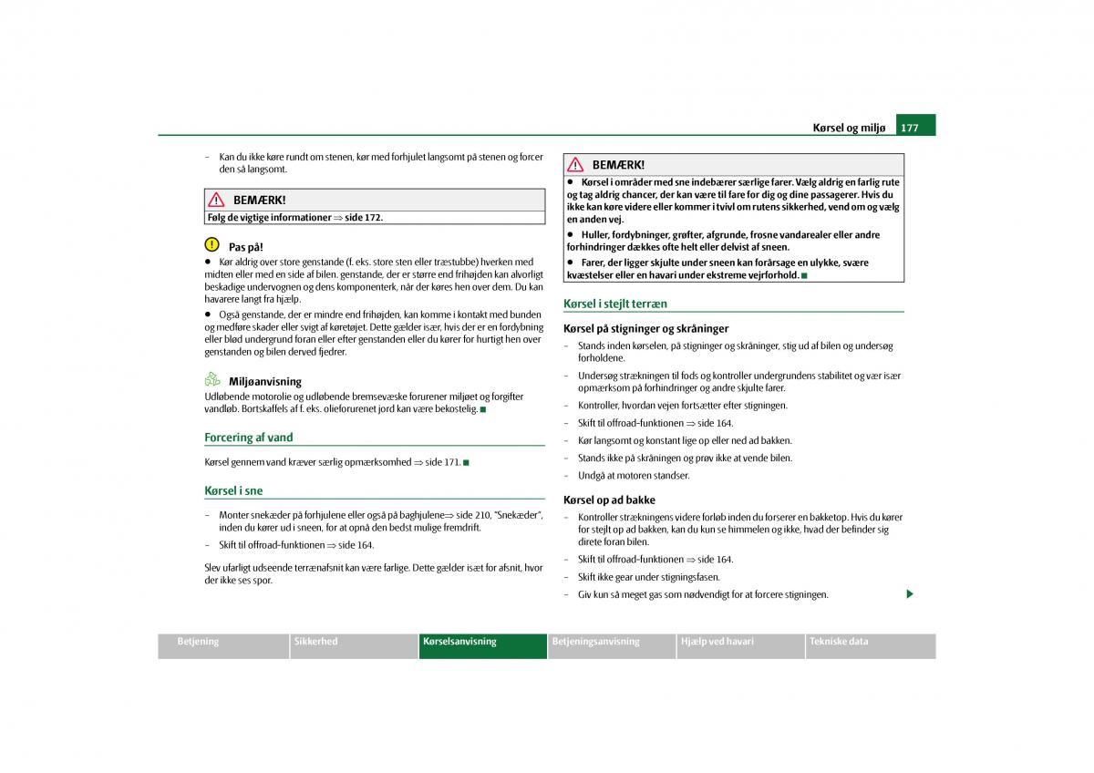 Skoda Yeti Bilens instruktionsbog / page 179