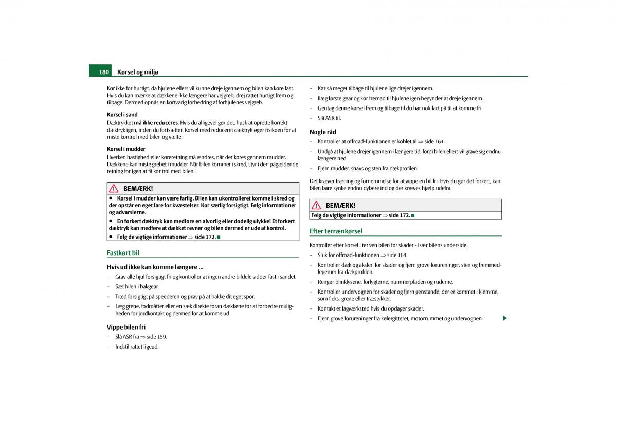 Skoda Yeti Bilens instruktionsbog / page 182