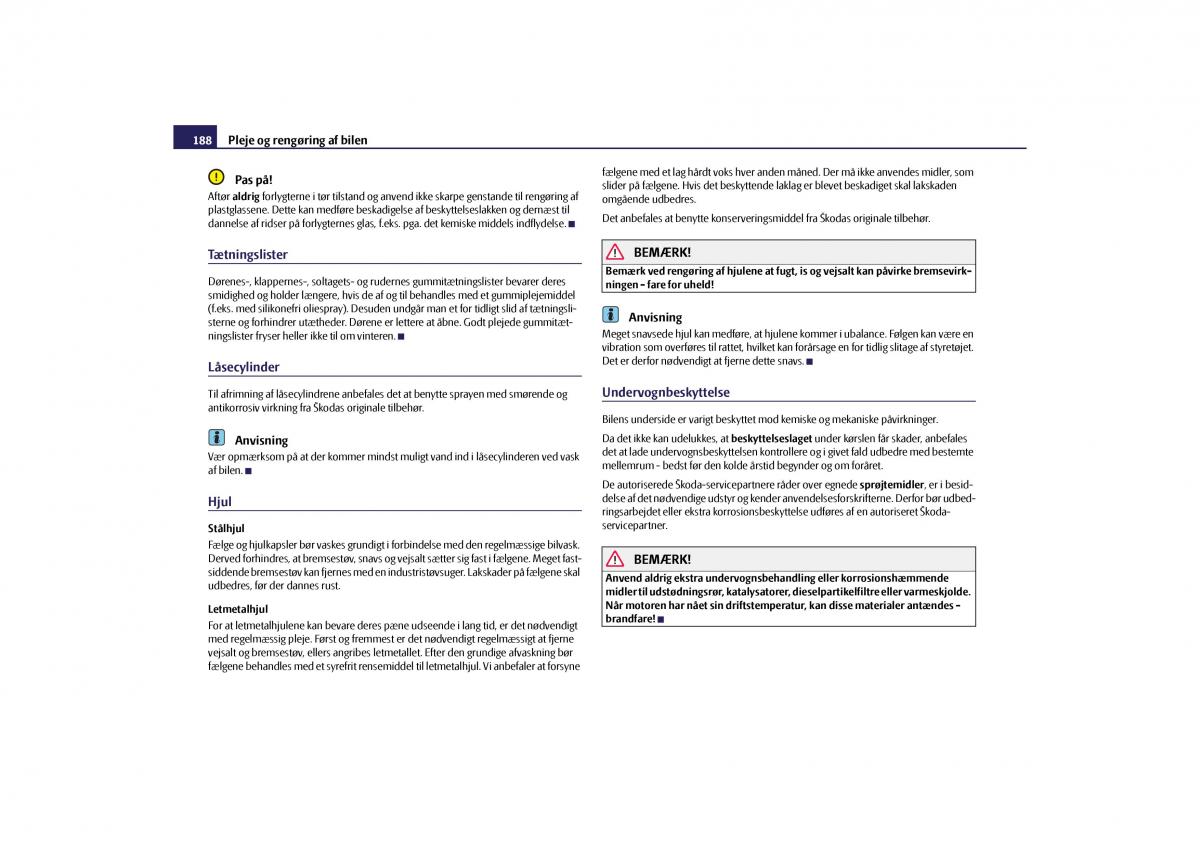 Skoda Yeti Bilens instruktionsbog / page 190