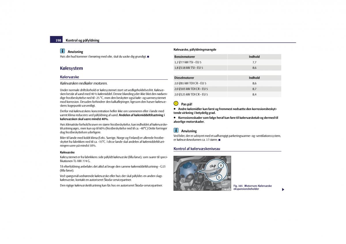 Skoda Yeti Bilens instruktionsbog / page 200