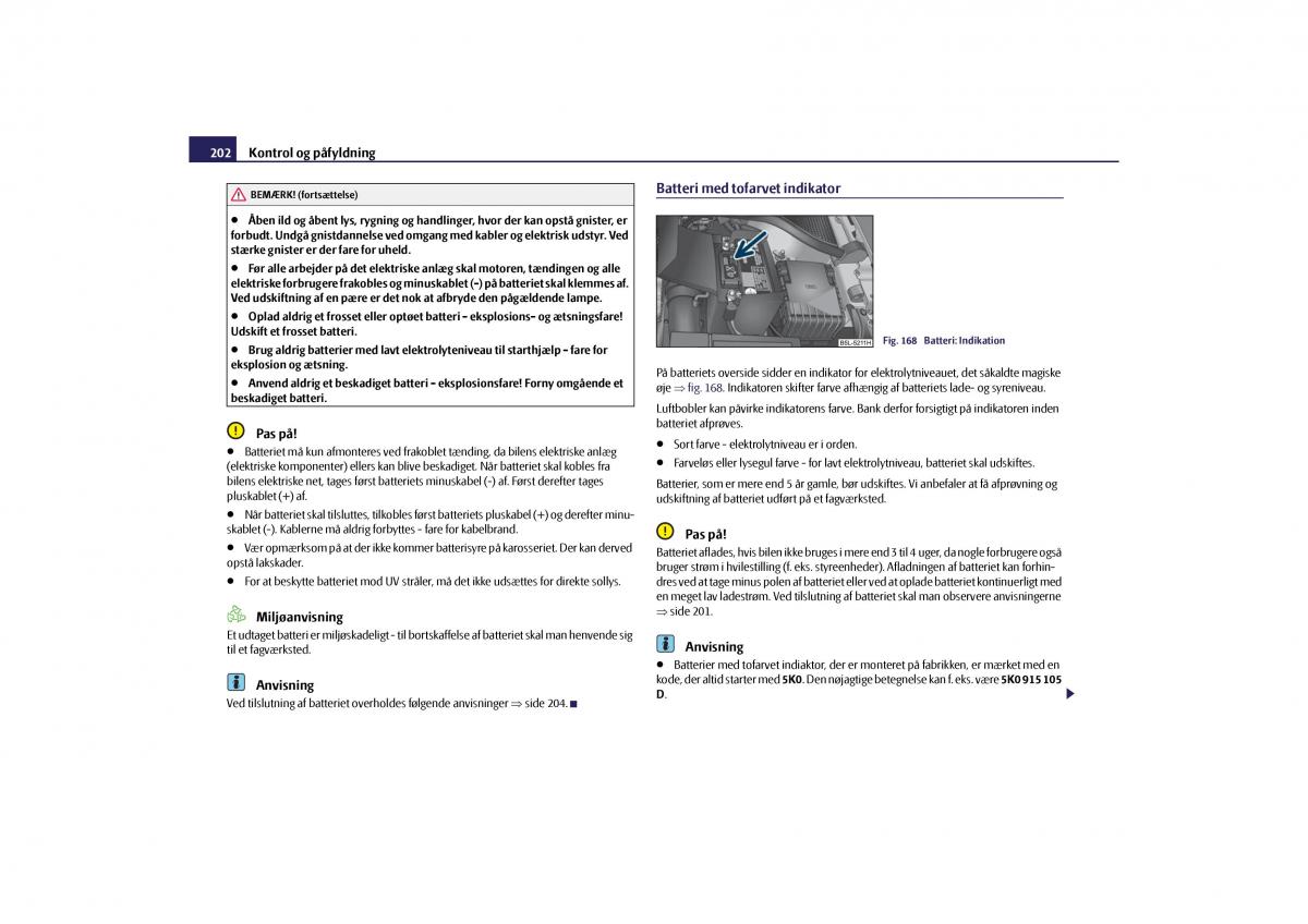 Skoda Yeti Bilens instruktionsbog / page 204