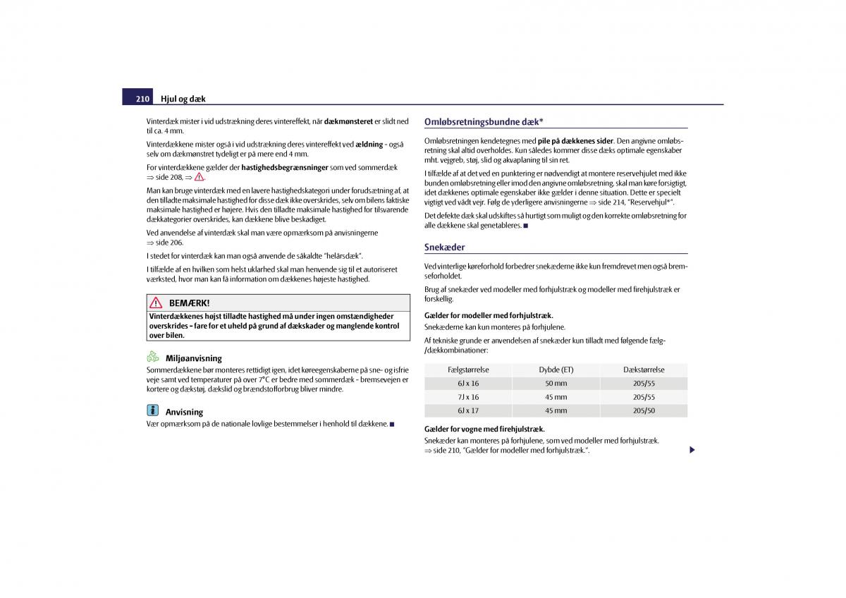 Skoda Yeti Bilens instruktionsbog / page 212