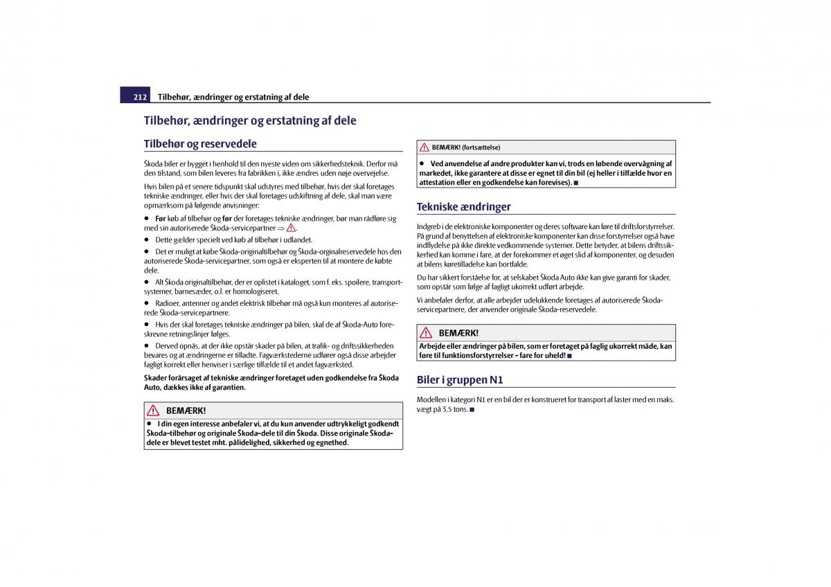 Skoda Yeti Bilens instruktionsbog / page 214