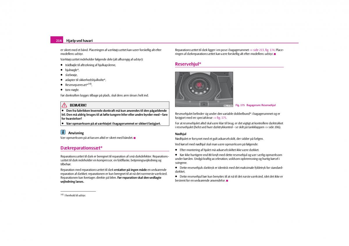 Skoda Yeti Bilens instruktionsbog / page 216