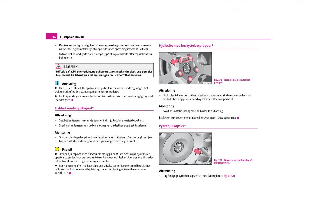 Skoda Yeti Bilens instruktionsbog / page 218