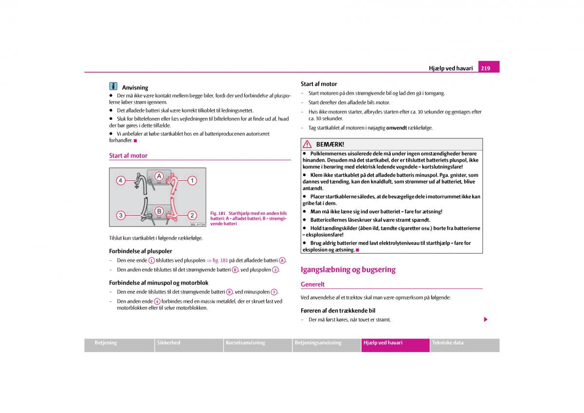 Skoda Yeti Bilens instruktionsbog / page 221