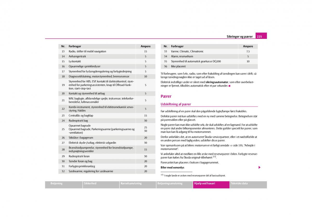 Skoda Yeti Bilens instruktionsbog / page 227