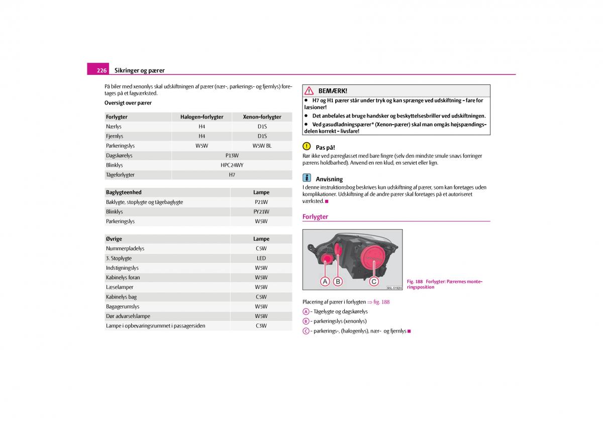 Skoda Yeti Bilens instruktionsbog / page 228