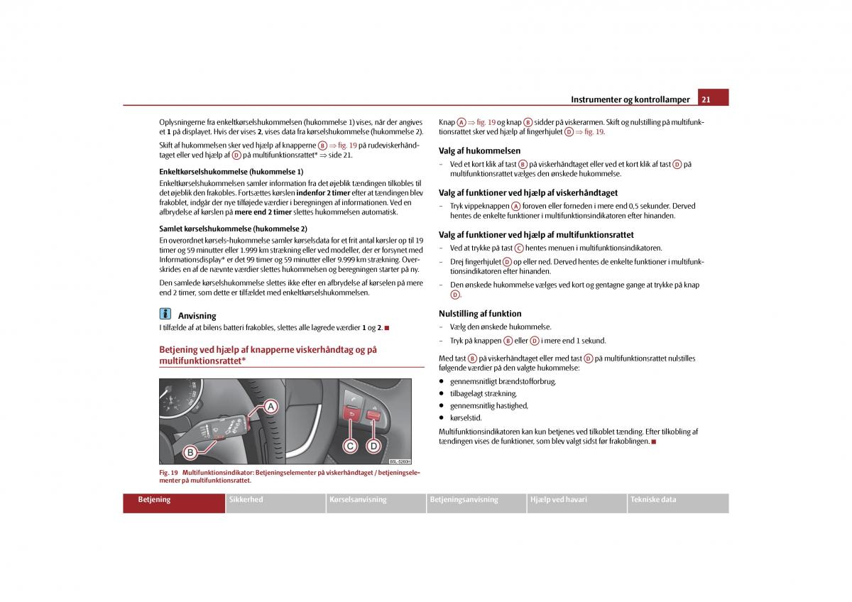 Skoda Yeti Bilens instruktionsbog / page 23