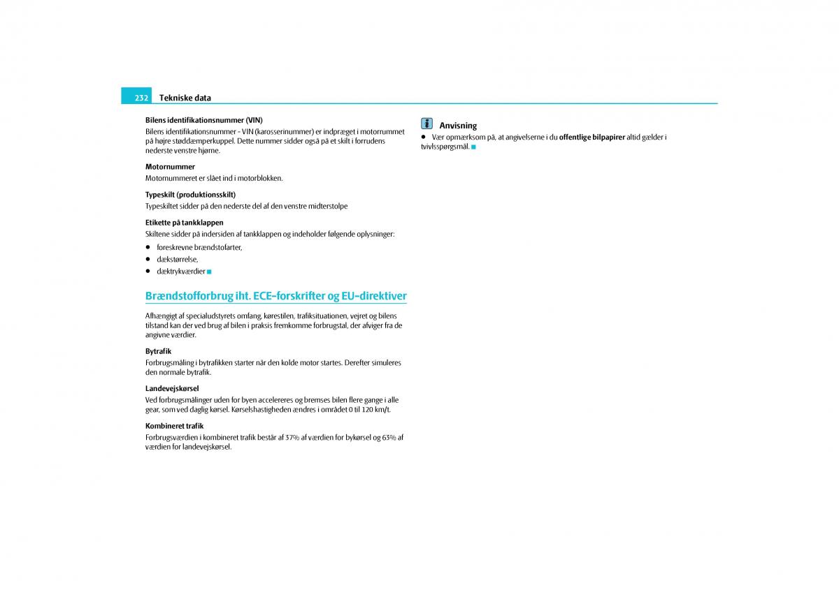 Skoda Yeti Bilens instruktionsbog / page 234