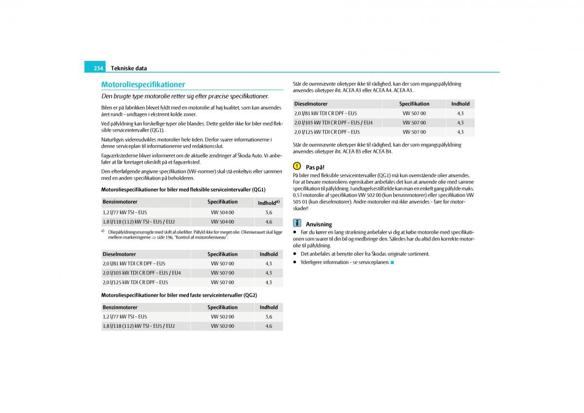 Skoda Yeti Bilens instruktionsbog / page 236