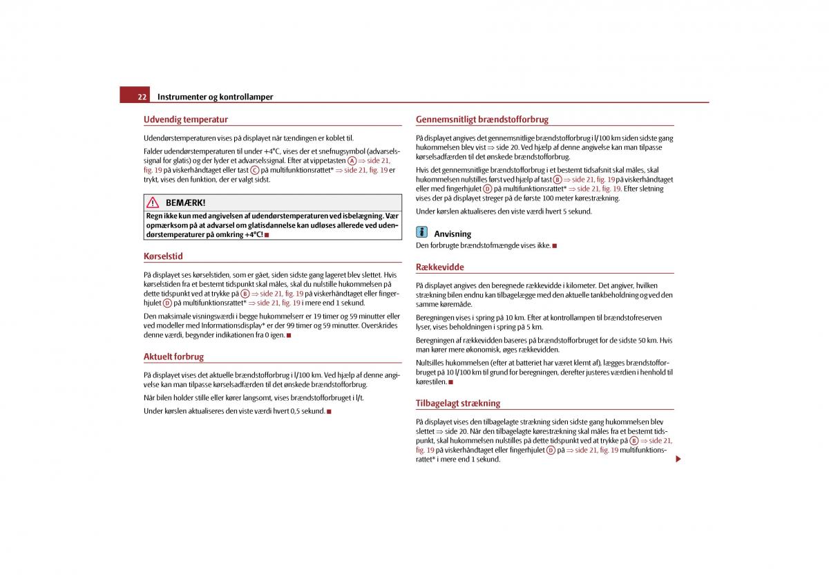 Skoda Yeti Bilens instruktionsbog / page 24