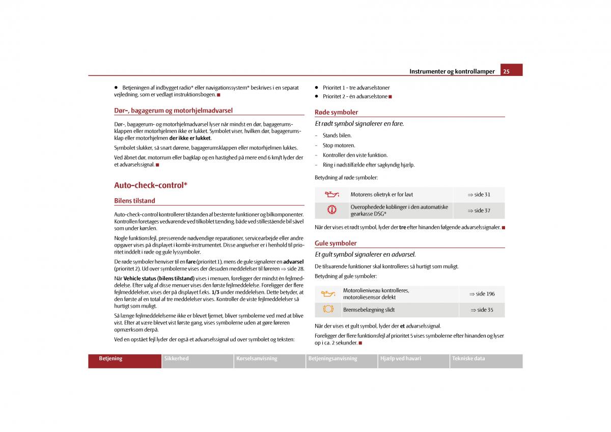 Skoda Yeti Bilens instruktionsbog / page 27