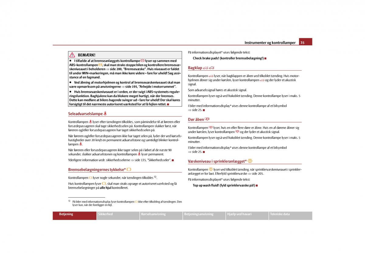 Skoda Yeti Bilens instruktionsbog / page 37