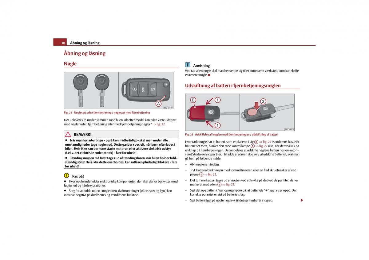 Skoda Yeti Bilens instruktionsbog / page 40