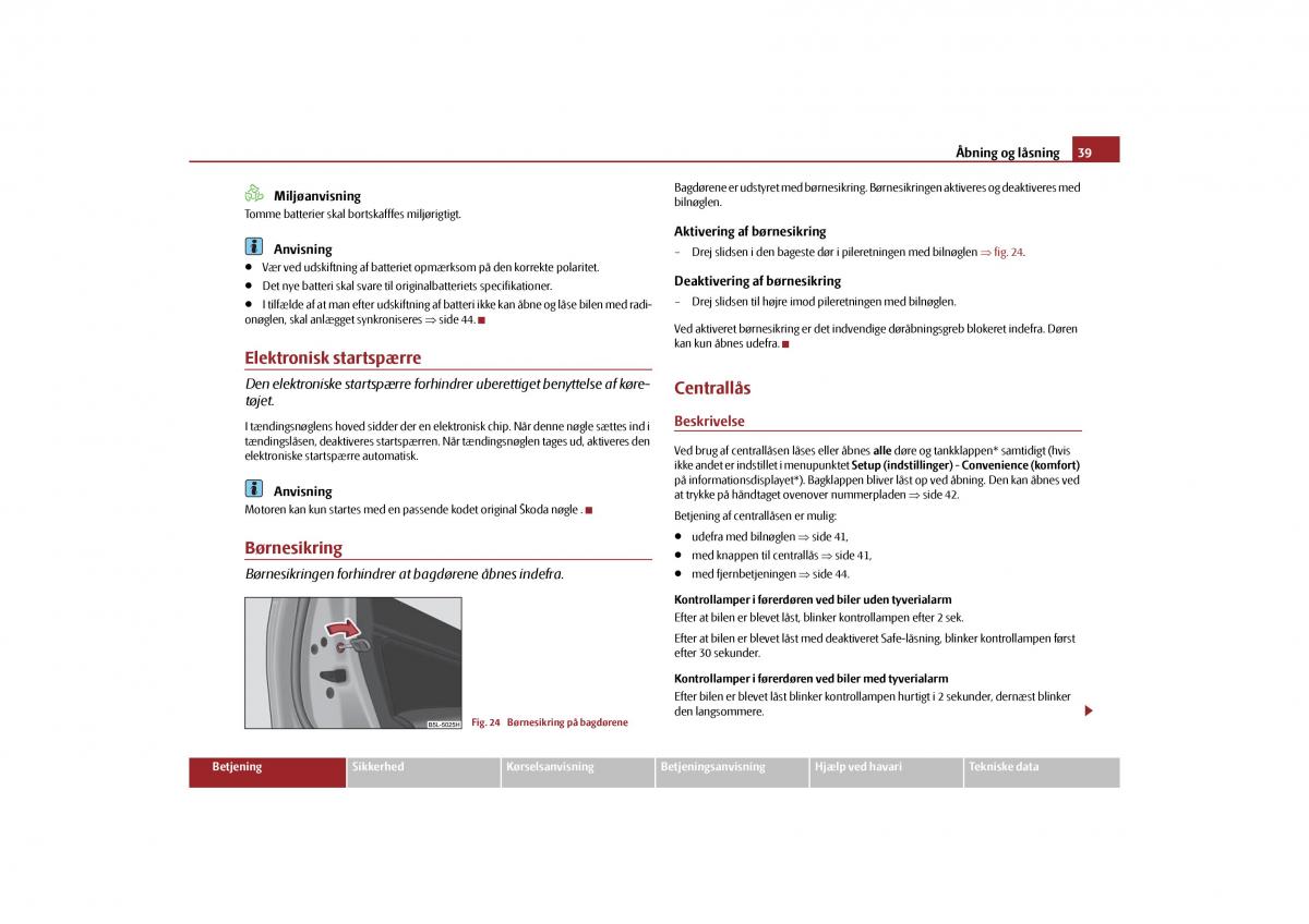 Skoda Yeti Bilens instruktionsbog / page 41