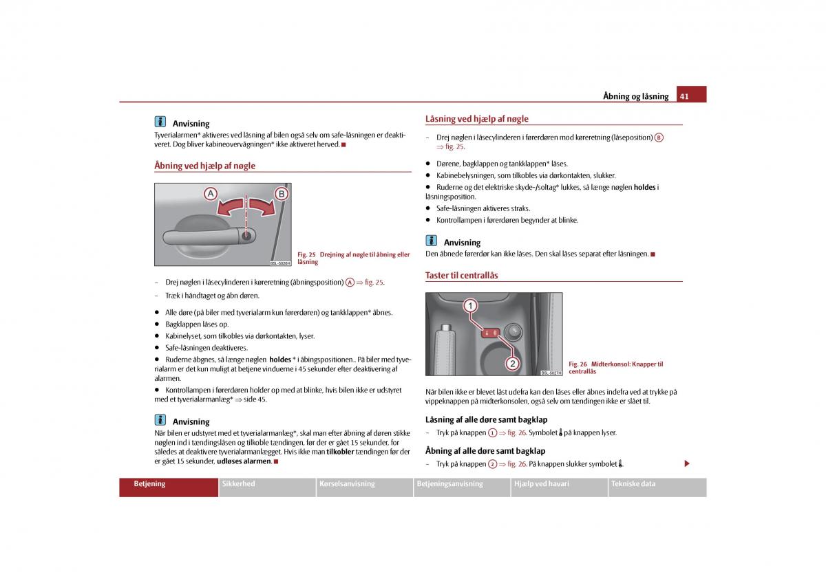 Skoda Yeti Bilens instruktionsbog / page 43