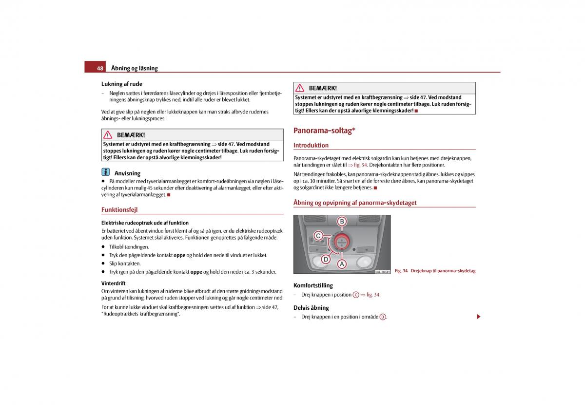 Skoda Yeti Bilens instruktionsbog / page 50