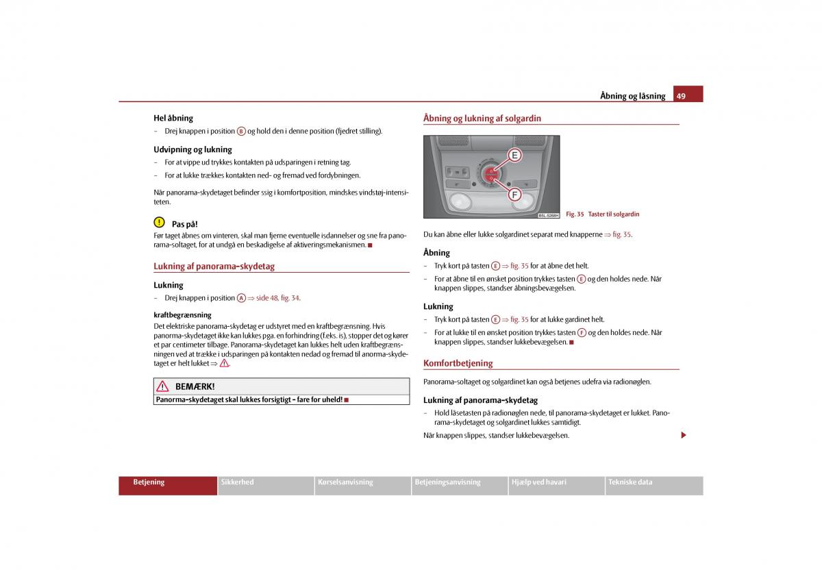 Skoda Yeti Bilens instruktionsbog / page 51