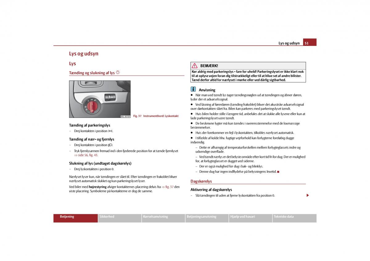 Skoda Yeti Bilens instruktionsbog / page 53