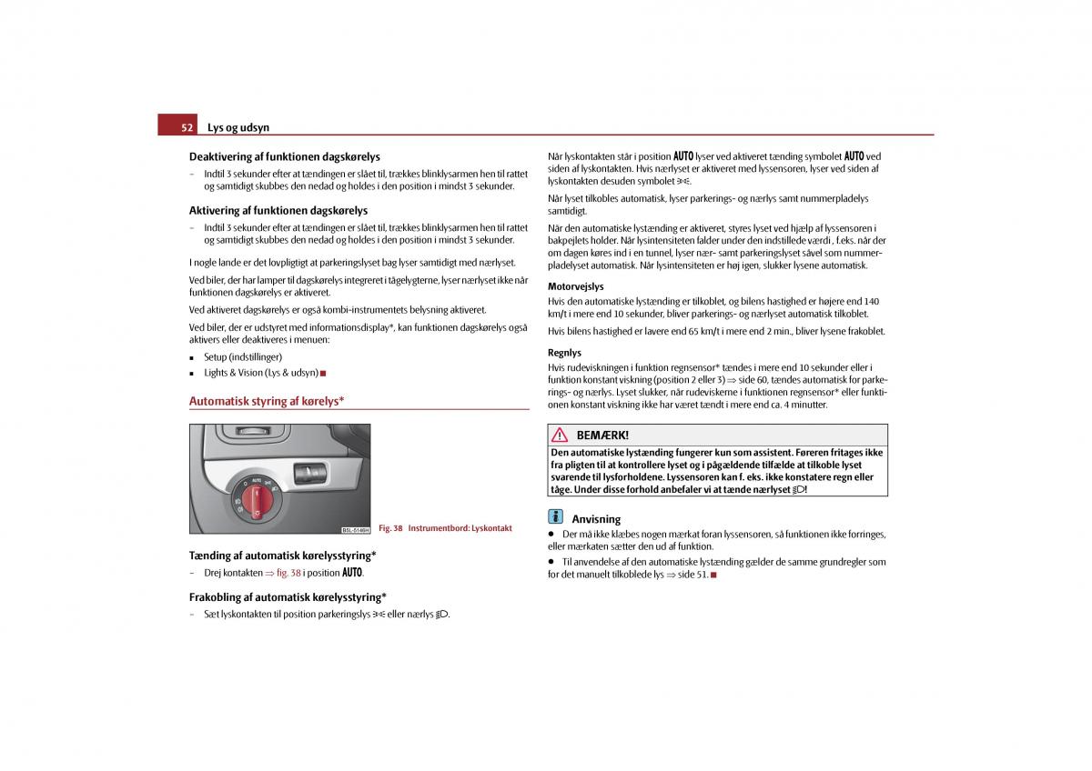 Skoda Yeti Bilens instruktionsbog / page 54