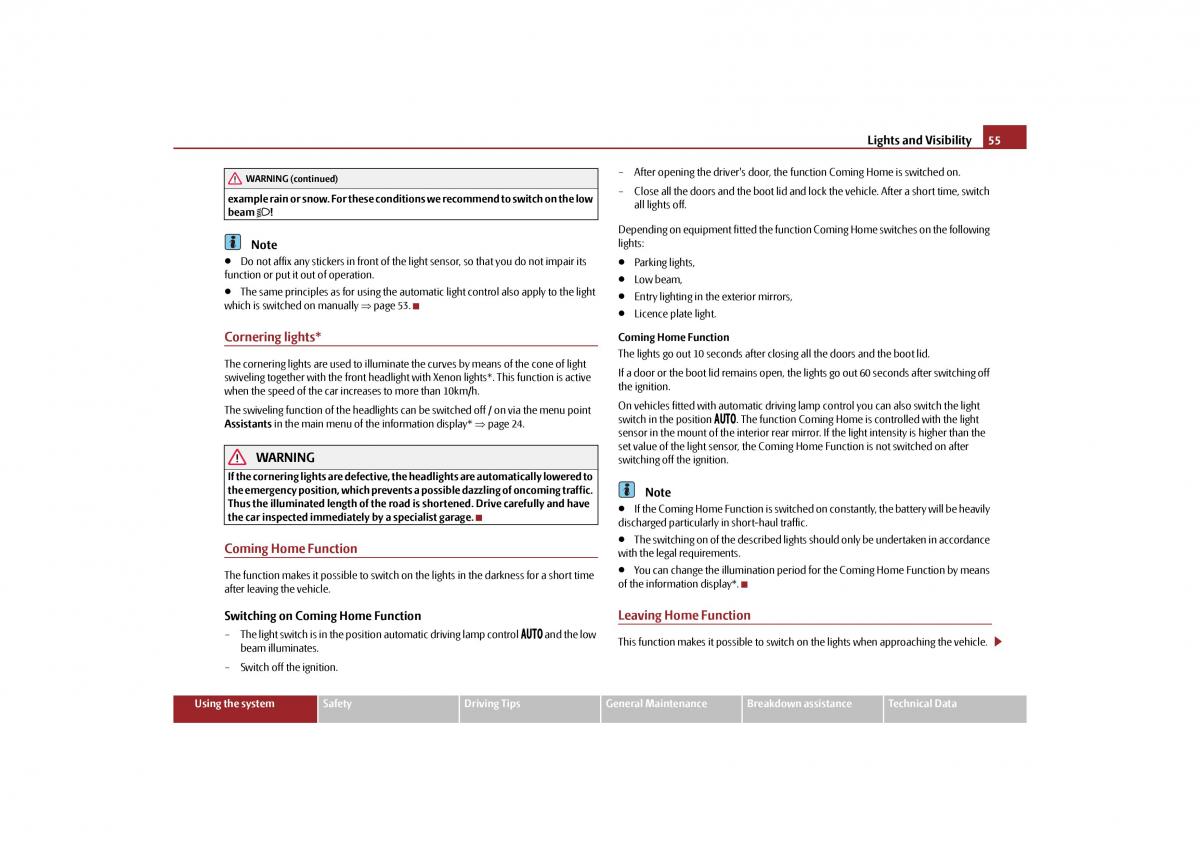 Skoda Yeti owners manual / page 56