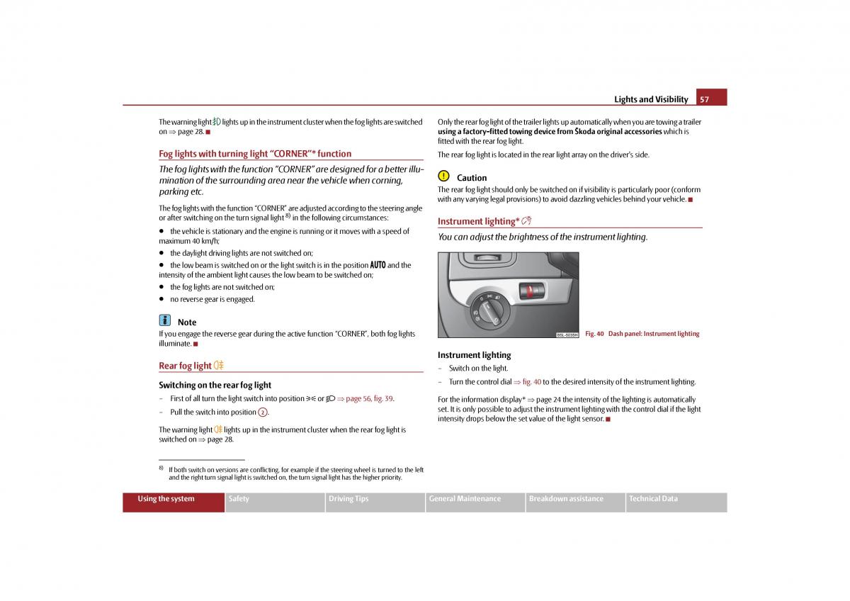 Skoda Yeti owners manual / page 58