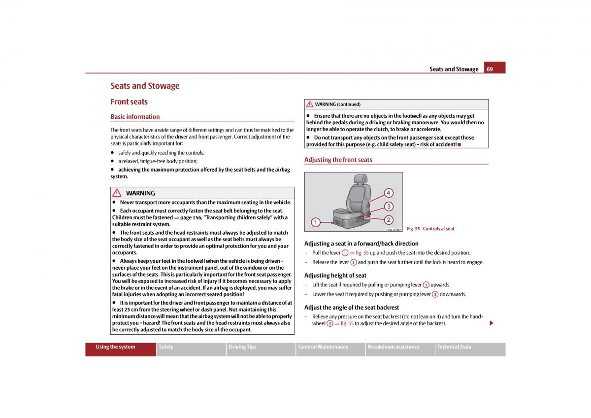 Skoda Yeti owners manual / page 70