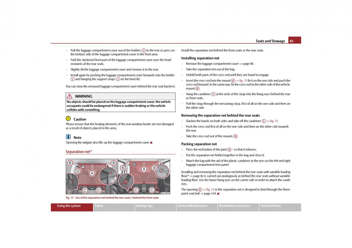 Skoda Yeti owners manual / page 82