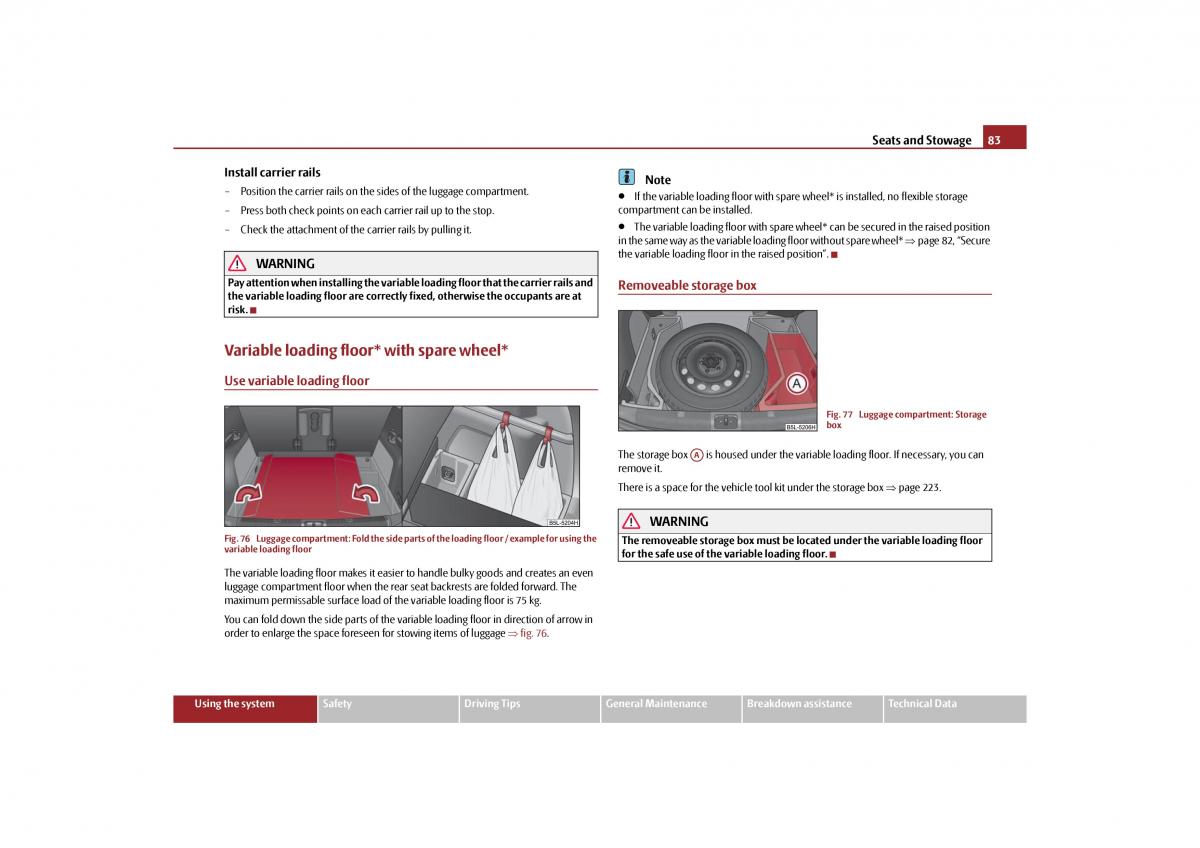 Skoda Yeti owners manual / page 84