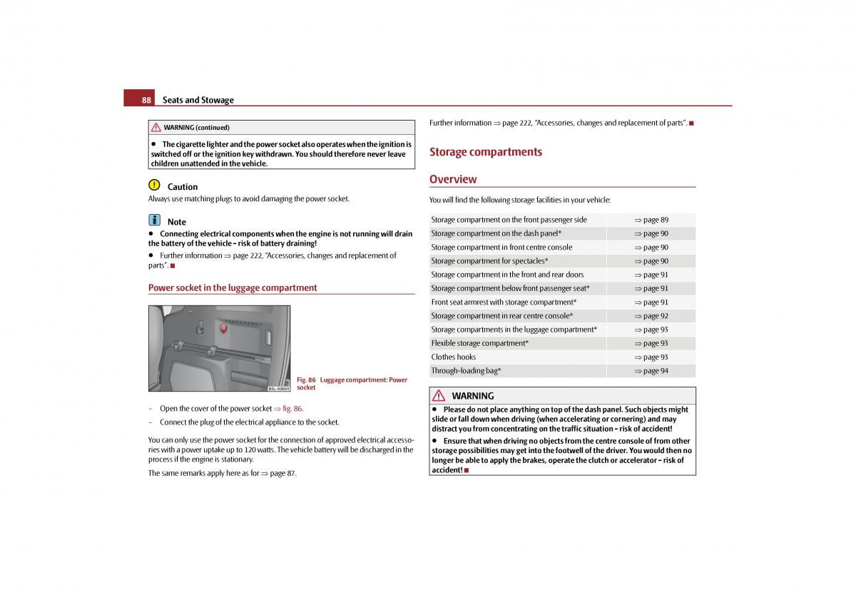 Skoda Yeti owners manual / page 89