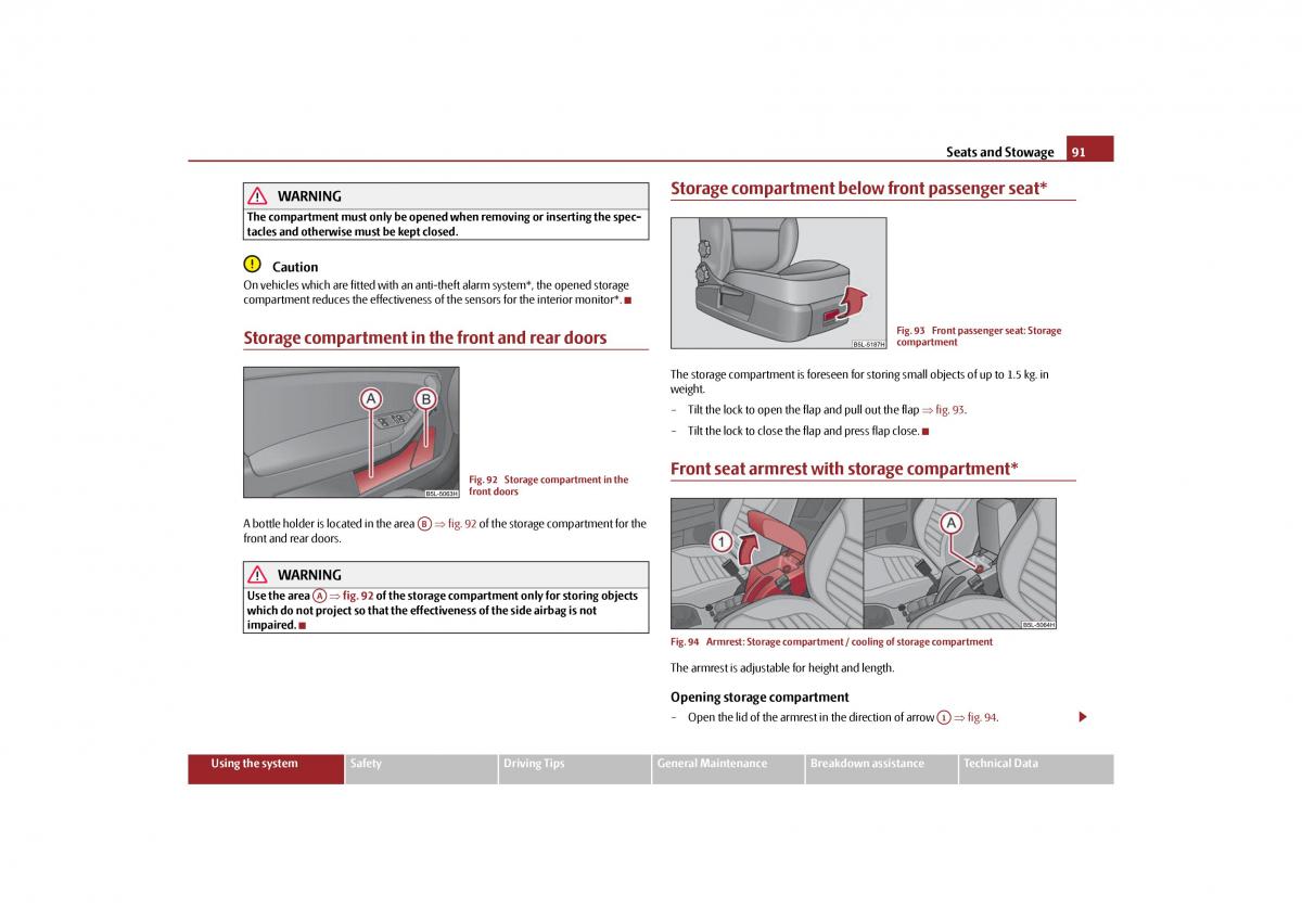 Skoda Yeti owners manual / page 92