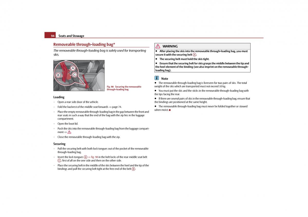 Skoda Yeti owners manual / page 95