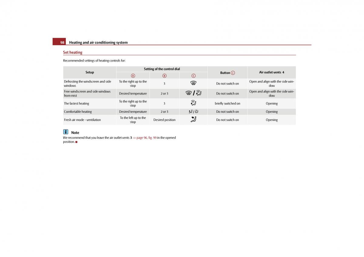 Skoda Yeti owners manual / page 99