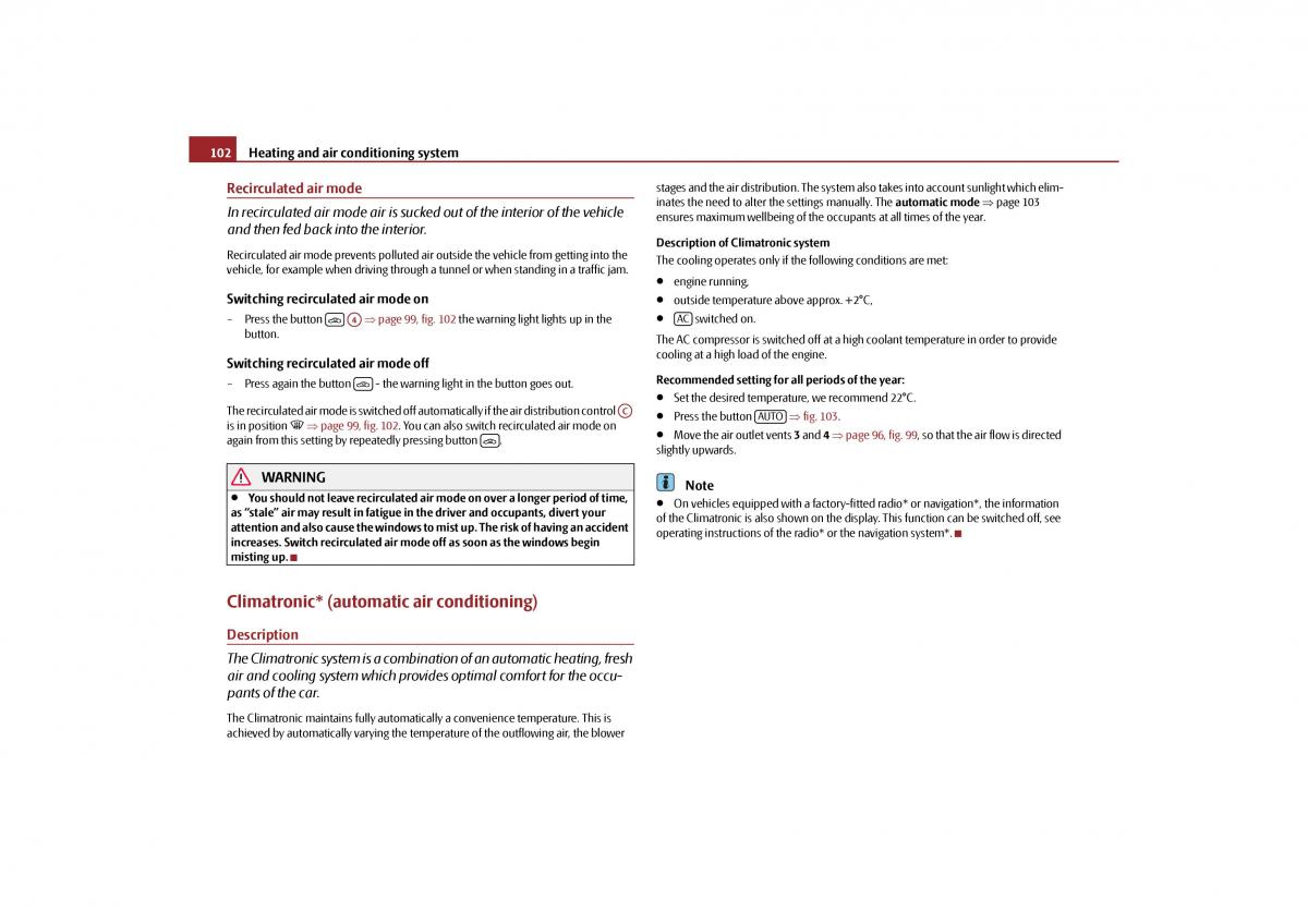 Skoda Yeti owners manual / page 103