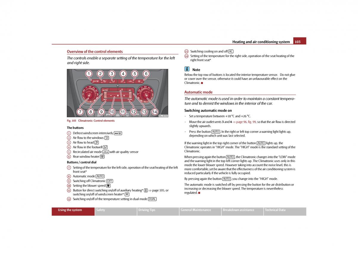 Skoda Yeti owners manual / page 104