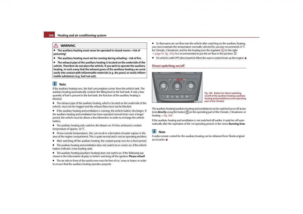 Skoda Yeti owners manual / page 107