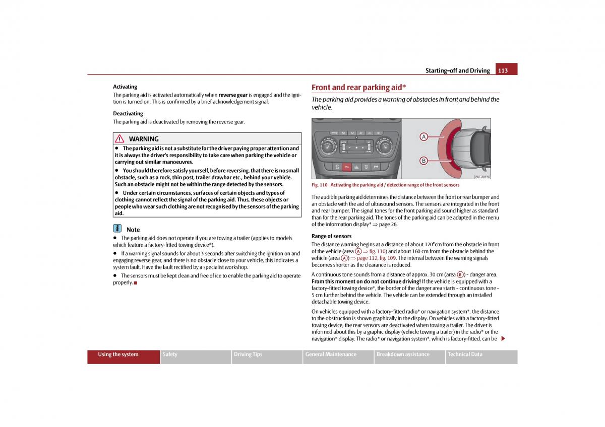 Skoda Yeti owners manual / page 114