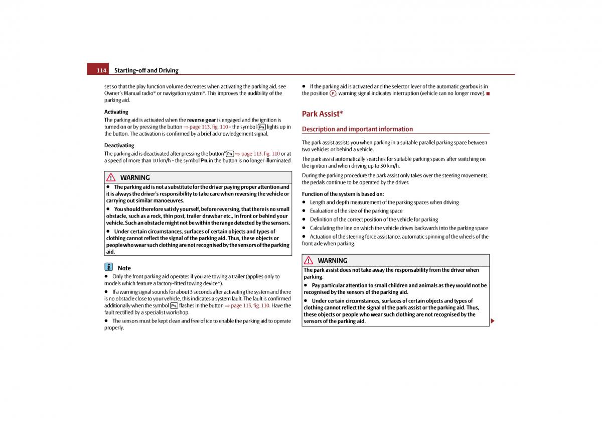 Skoda Yeti owners manual / page 115