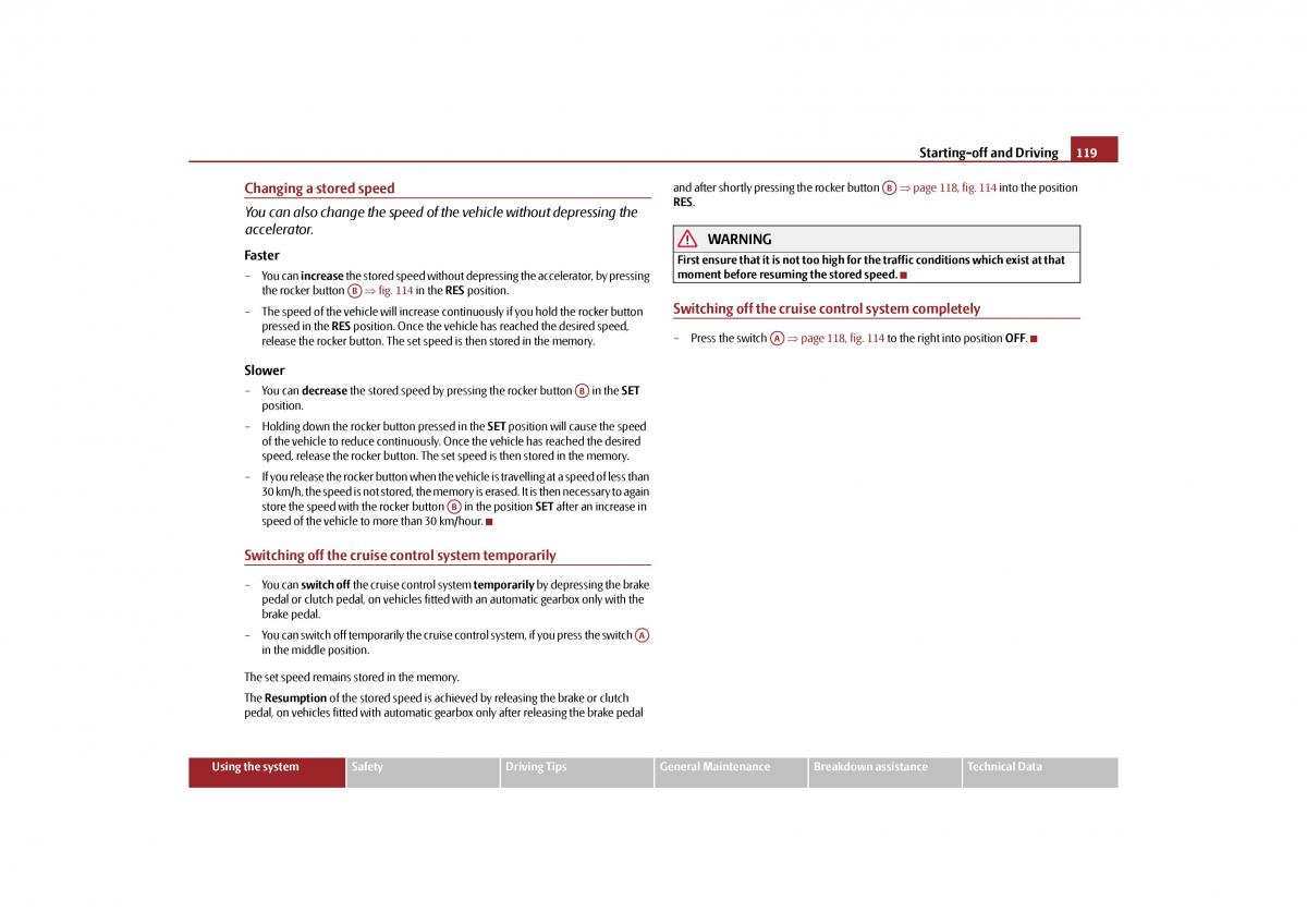 Skoda Yeti owners manual / page 120