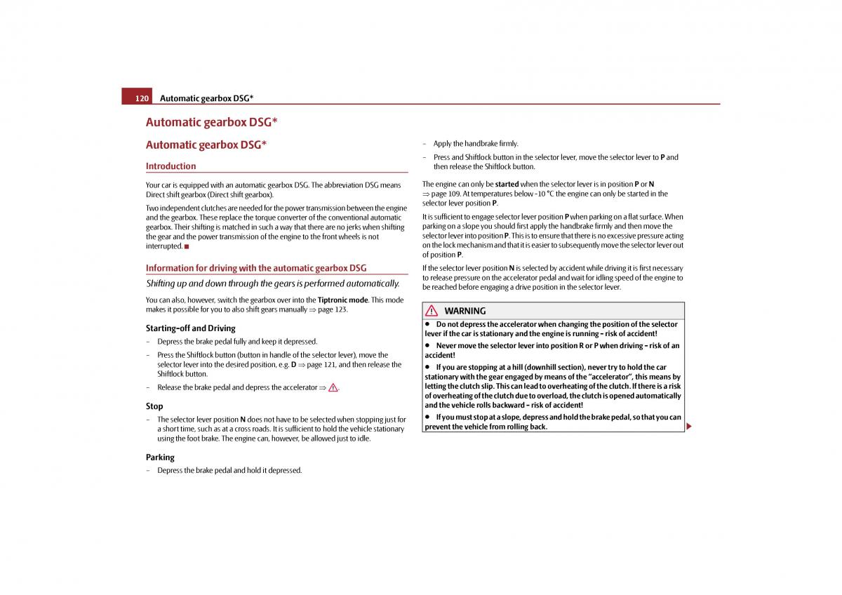 Skoda Yeti owners manual / page 121