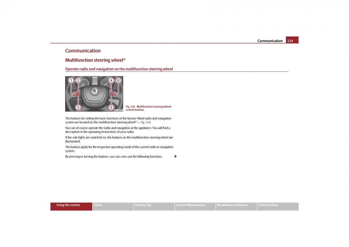 Skoda Yeti owners manual / page 126