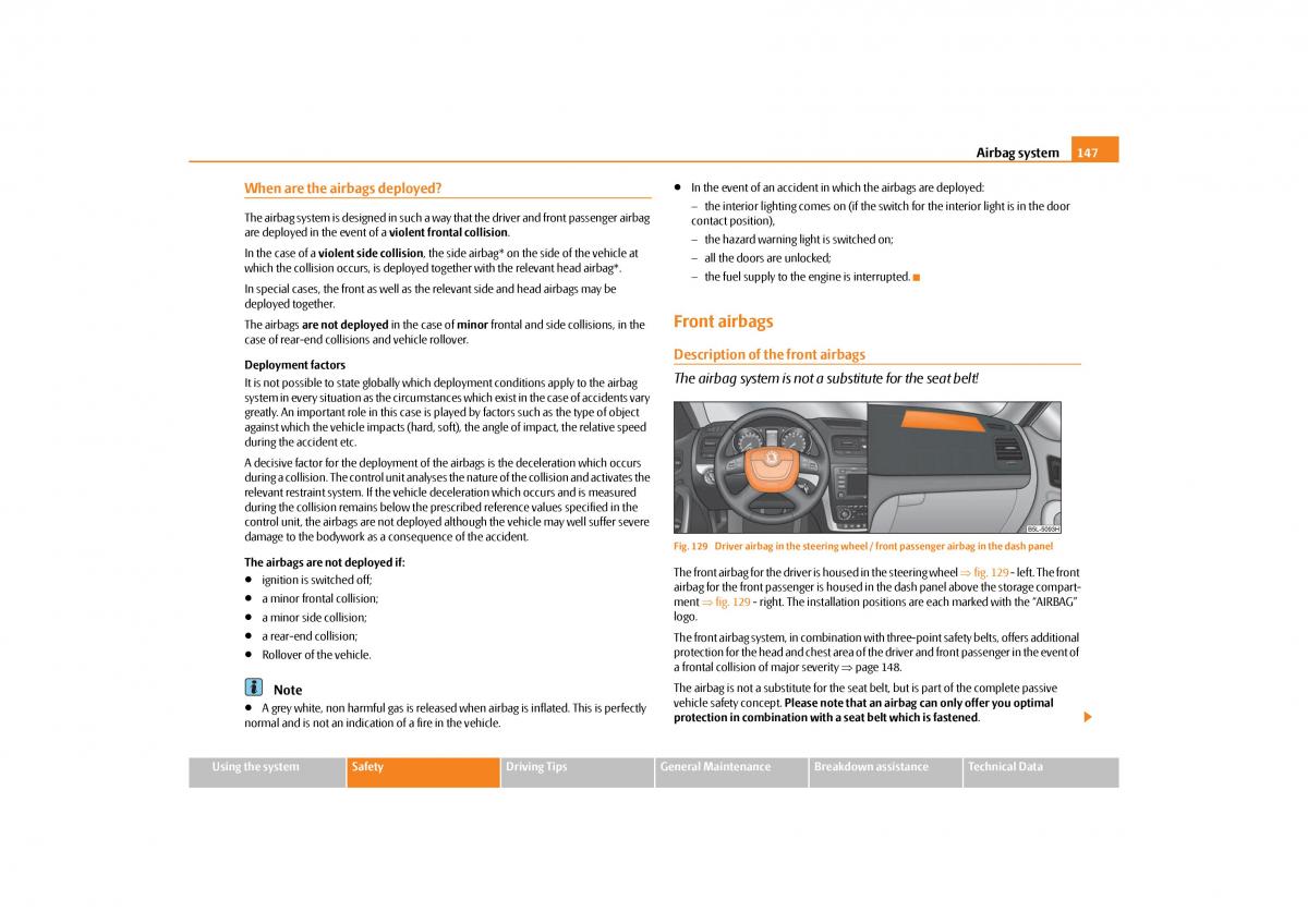 Skoda Yeti owners manual / page 148