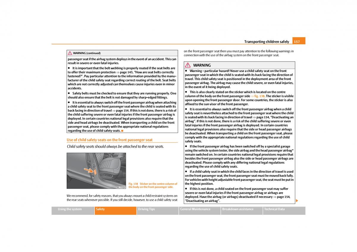 Skoda Yeti owners manual / page 158