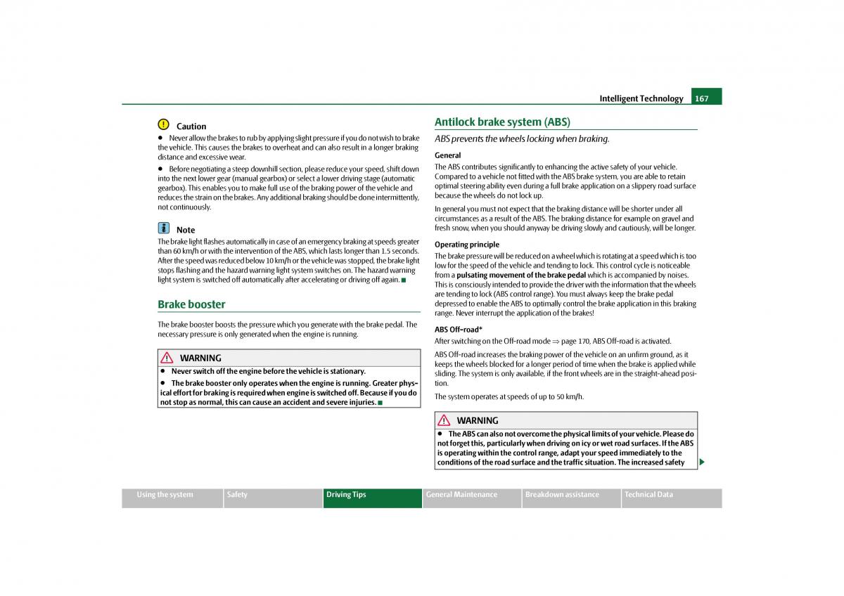 Skoda Yeti owners manual / page 168