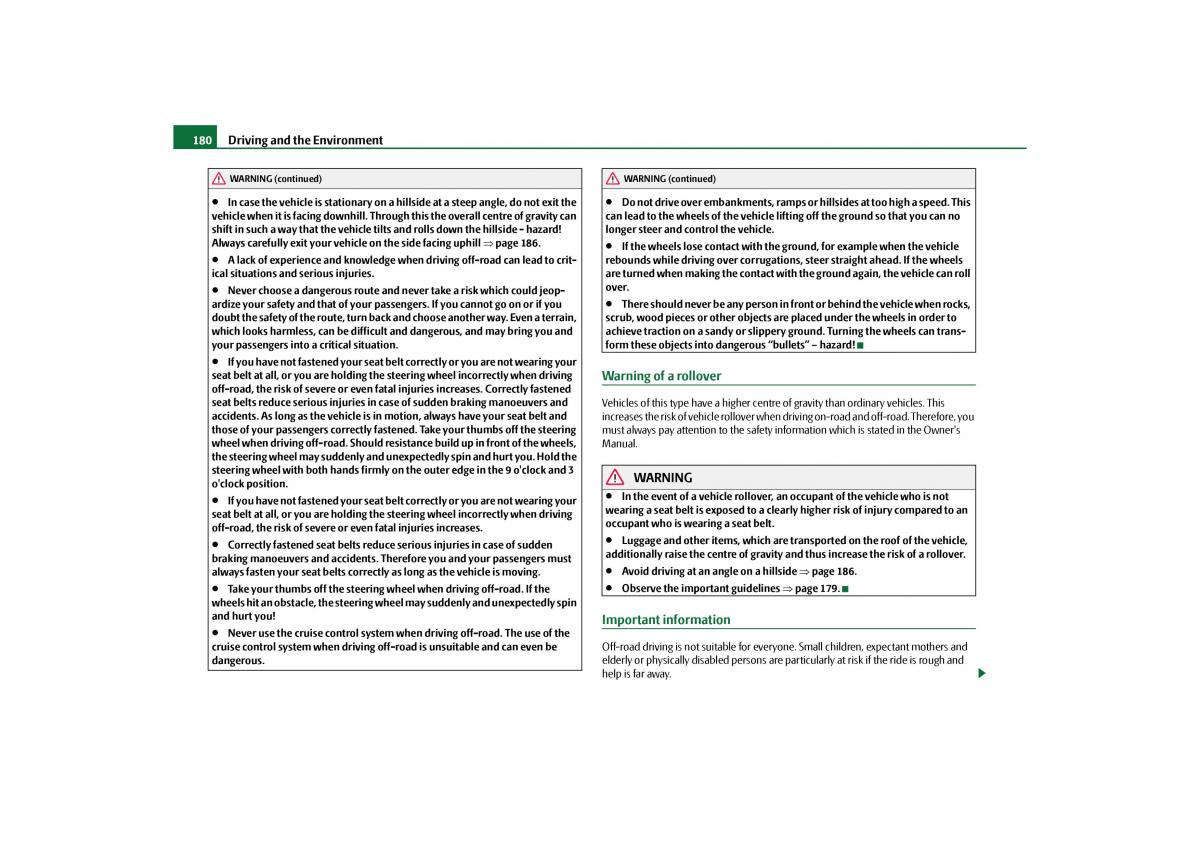 Skoda Yeti owners manual / page 181