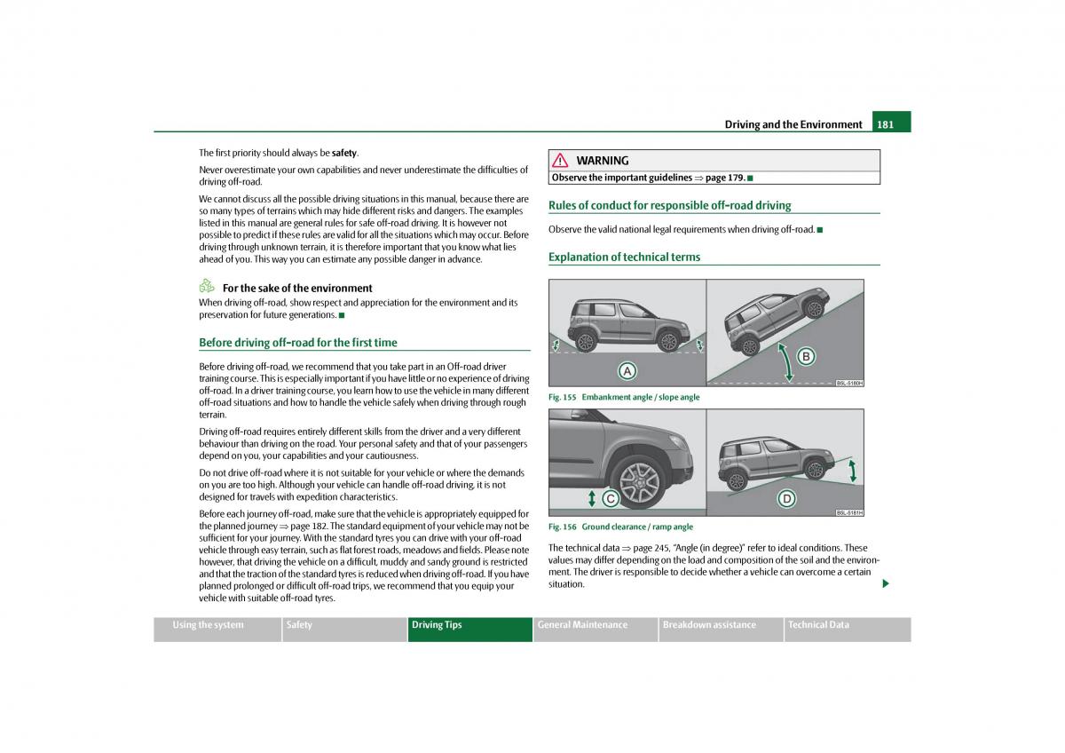 Skoda Yeti owners manual / page 182