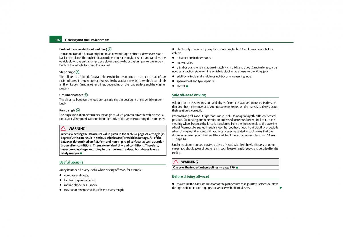 Skoda Yeti owners manual / page 183