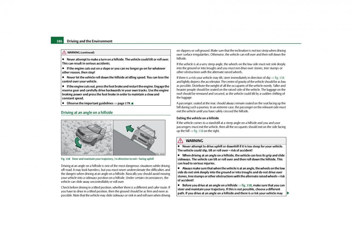 Skoda Yeti owners manual / page 187